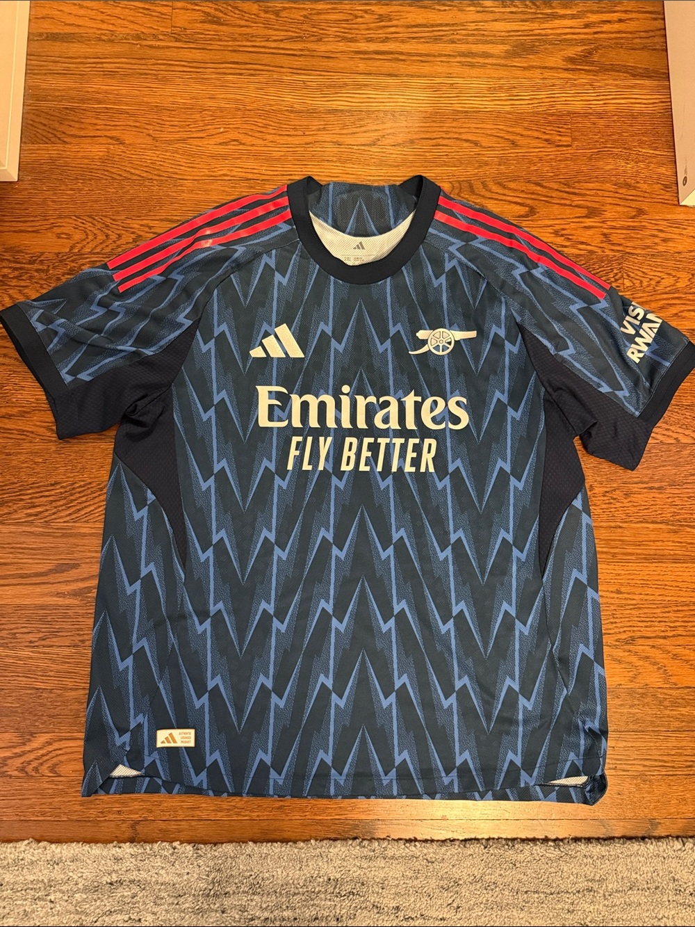 adidas Navy and Light Blue Arsenal 'Emirates Fly Better' Football Jersey